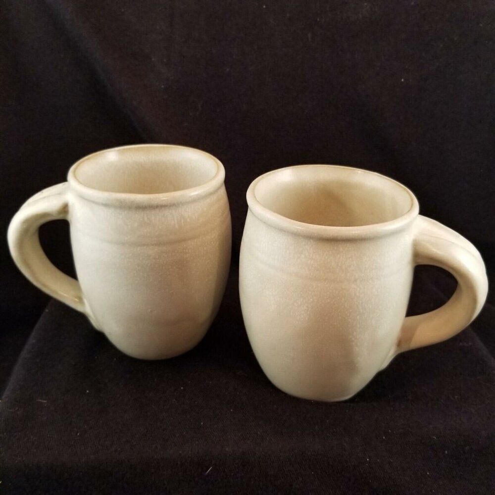 Pottery Mug Cup 4.75" Beige Lot of 2 Ceramic Porcelain Tableware